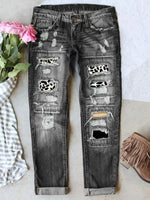 LilyWish Stretch Ripped Frayed Raw Hem Distressed Jeans
