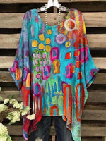 LilyWish Comfy Multicolor Round Neck 3/4 Sleeve Top