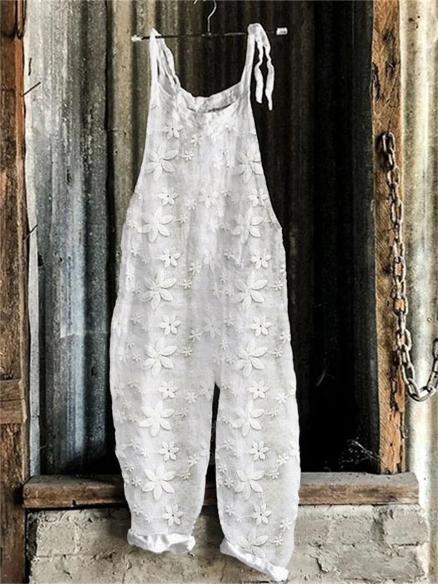 Casual Loose Floral Plain Jumsuits