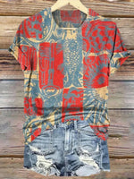 LilyWish Vintage Casual Round Neck Short Sleeve T-Shirt