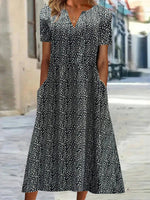 LilyWish Casual Vintage V-neck Short Sleeve Dress