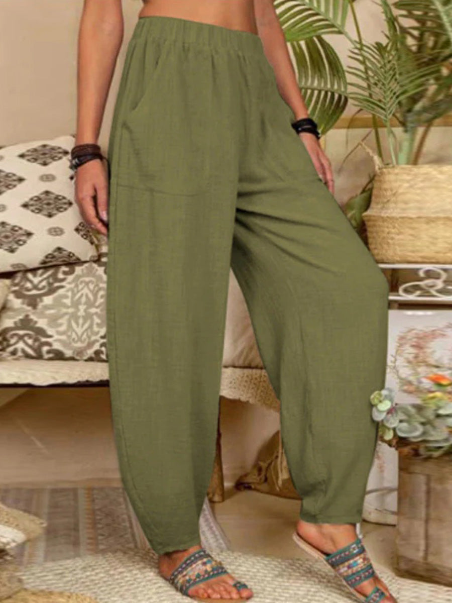 LilyWish Women's Pure Color Casual Cotton Pants