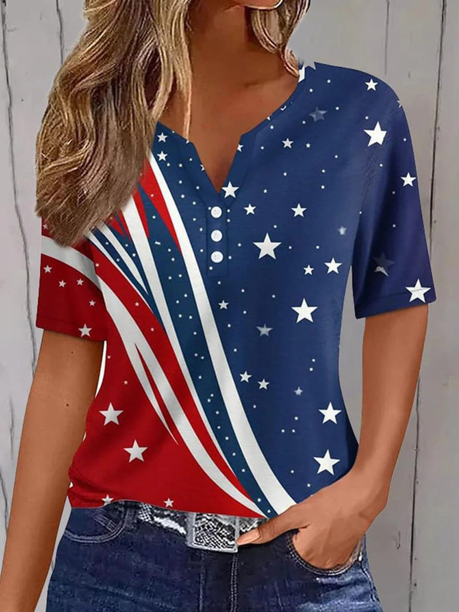 LilyWish Classy V-Neck Short Sleeve Top