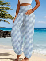 Unique Blue Striped Print Pants