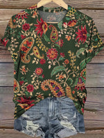 LilyWish Green Round Neck Short Sleeve Top