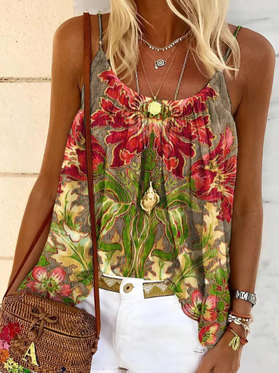 Sexy Floral Print Sleeveless Cami Top