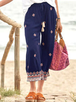 Ethnic Tribal Print Elastic Waist Loose Pants