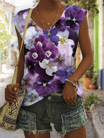 LilyWish Colorful Floral Printed Sleeveless Top