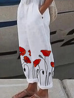 Unique Floral Print Side Pocket Pants