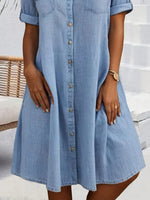 LilyWish Women's Casual Cotton Button-Down Short Sleeve Shirt Dress