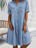 LilyWish Women's Casual Cotton Button-Down Short Sleeve Shirt Dress