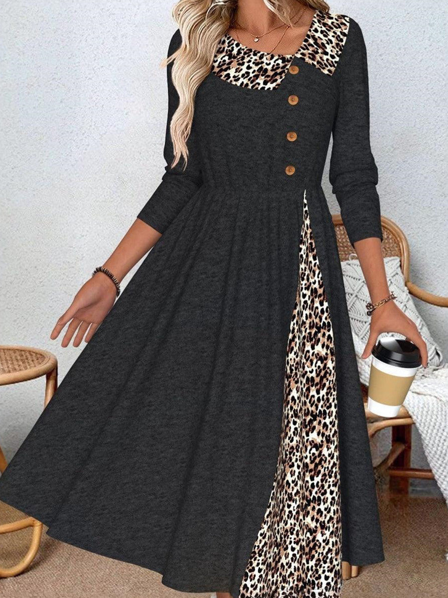 Wild Leopard Long Sleeve Maxi Dress