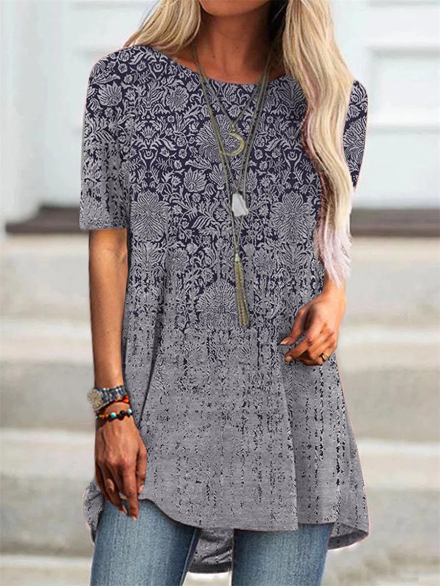 LilyWish Round Neck Casual Short Sleeve Tribal T-shirt