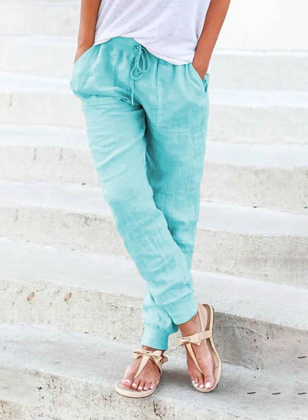 Pockets Casual Solid Color Pants