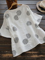 LilyWish Crew Neck Half Sleeve Casual Polka Dot Blouse