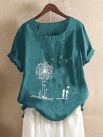 Floral Print Round Neck Short Sleeve T-shirt