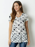 Geometric Casual V-neck Short Sleeve T-shirt