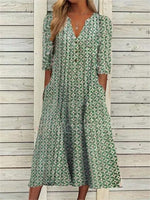 LilyWish Vacation Cotton Half Sleeve Midi Dress