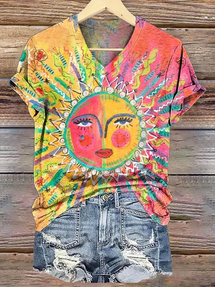 LilyWish Showy V-neck Short Sleeve Top