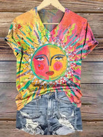 LilyWish Showy V-neck Short Sleeve Top