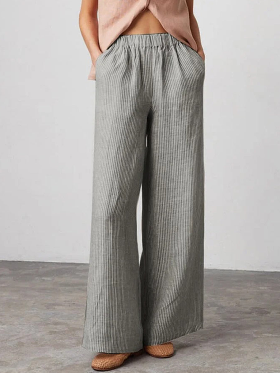 Women's Striped Pocket Casual Pants