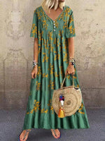 Green Casual V Neck Dresses