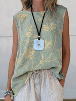 LilyWish Elegant Floral Art Print Casual Tank