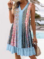 Women's Sleeveless V-neck Graphic Lace Midi Dress