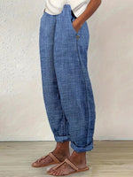 LilyWish Comfy Blue Plain Side Pocket Pants