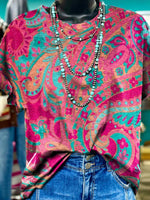 LilyWish Pink Round Neck Short Sleeve Top