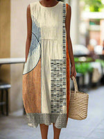 LilyWish Vintage Casual Round Neck Sleeveless Dress