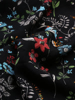 LilyWish Vintage Print Floral Short Sleeve Crew Neck Blouse