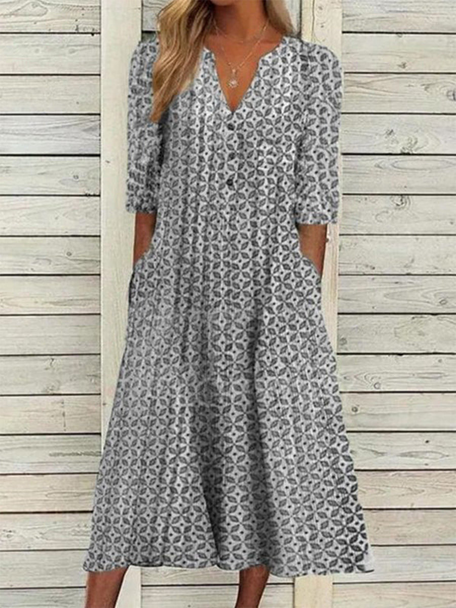 LilyWish Vacation Cotton Half Sleeve Midi Dress