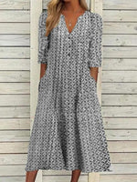 LilyWish Vacation Cotton Half Sleeve Midi Dress