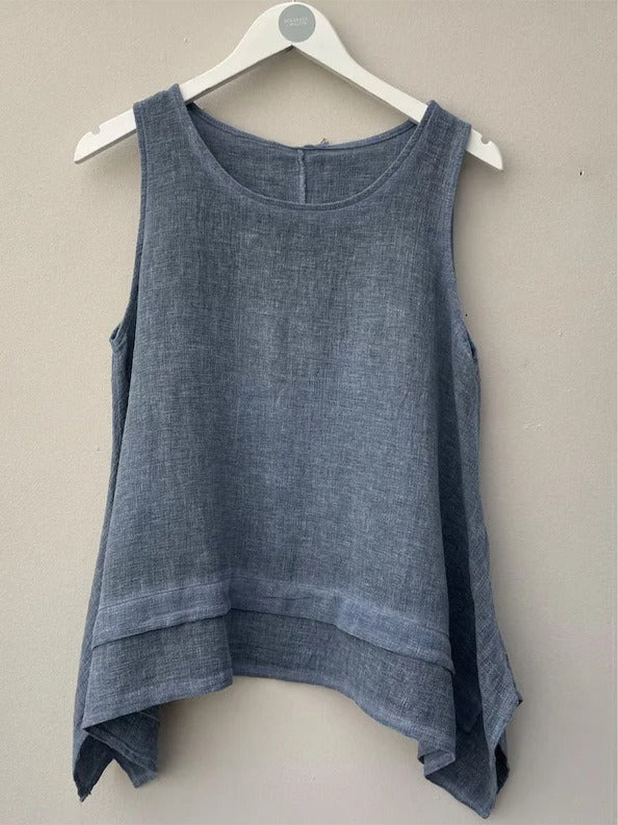 Casual Plain Crew Neck Sleeveless Tank Top