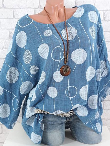 LilyWish Polka Dot Three Quarter Sleeve Casual Blouse