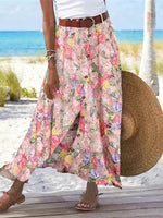 Women's Floral Printed Graphic Straight Fashion Split Button Maxi High Waist Skirt