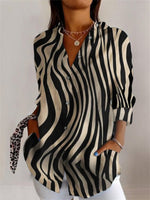 Geometric Print Lapel Long Sleeve Shirt