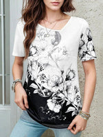 LilyWish Colour Block Floral Short Sleeve T-Shirt