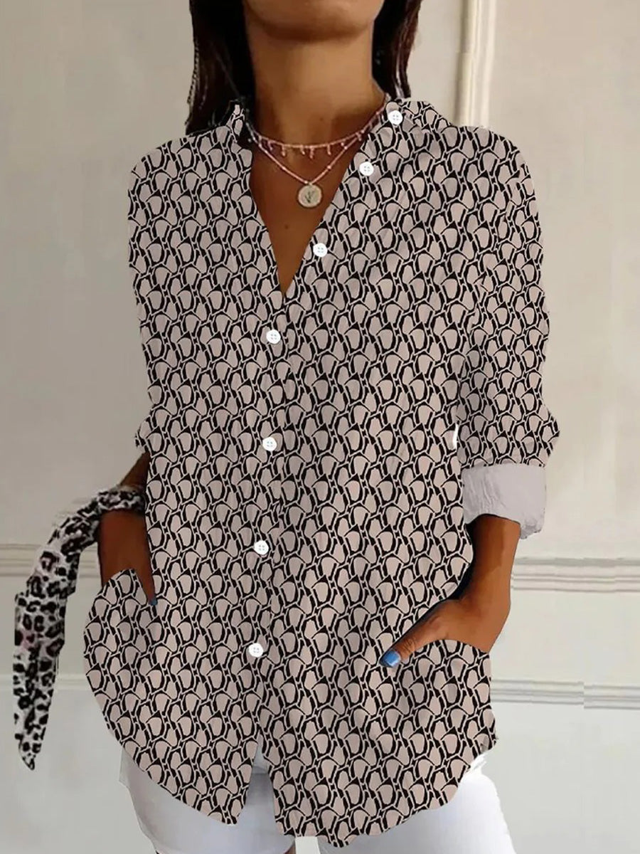 Brown Collared Long Sleeve Shirt