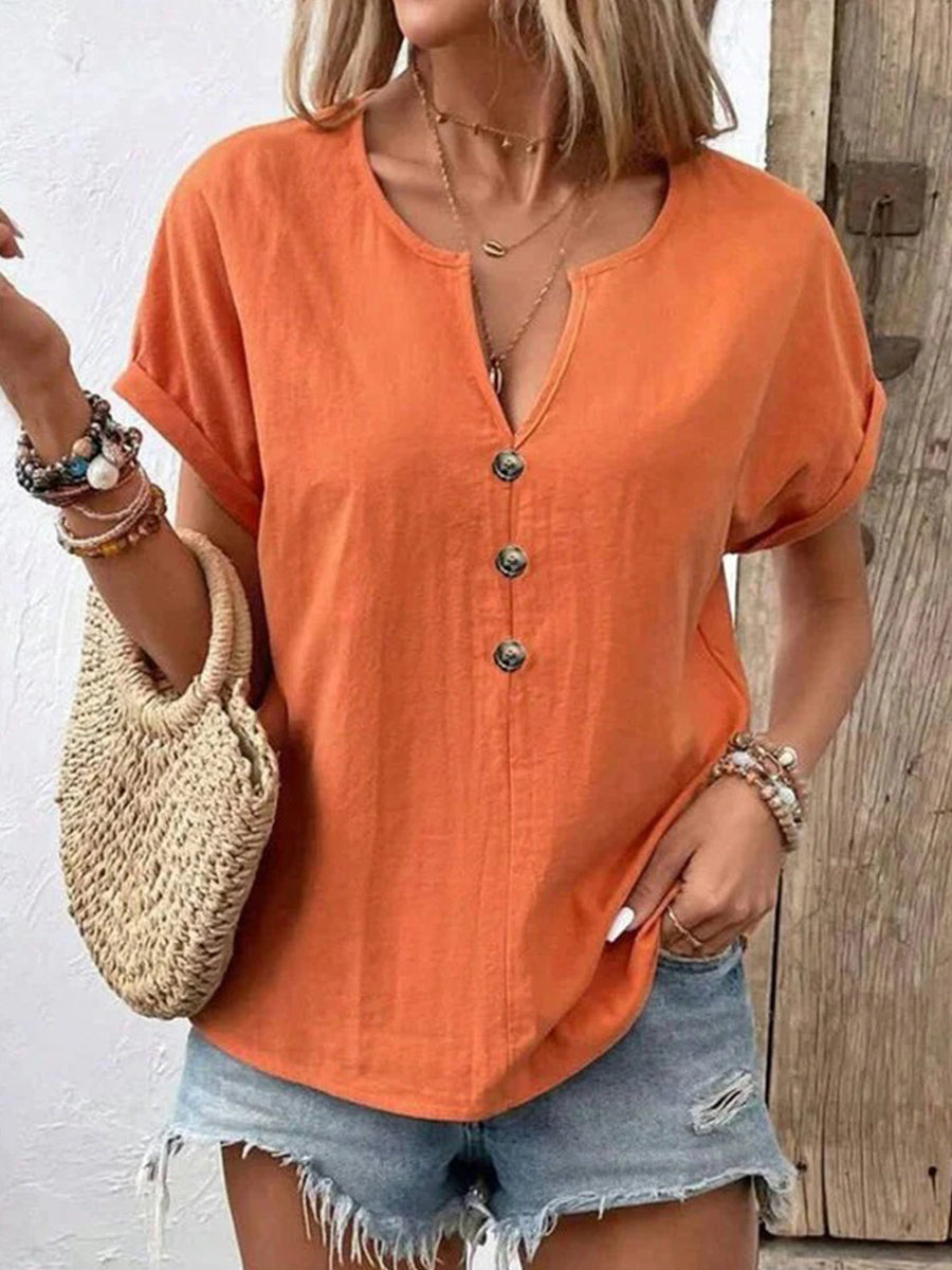 LilyWish Casual Solid Colour Short Sleeve Blouse