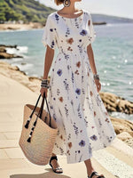 Basic Round Neck Short Sleeve Maxi Dress