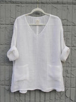 LilyWish White Casual V Neck Solid Long Sleeve Blouse