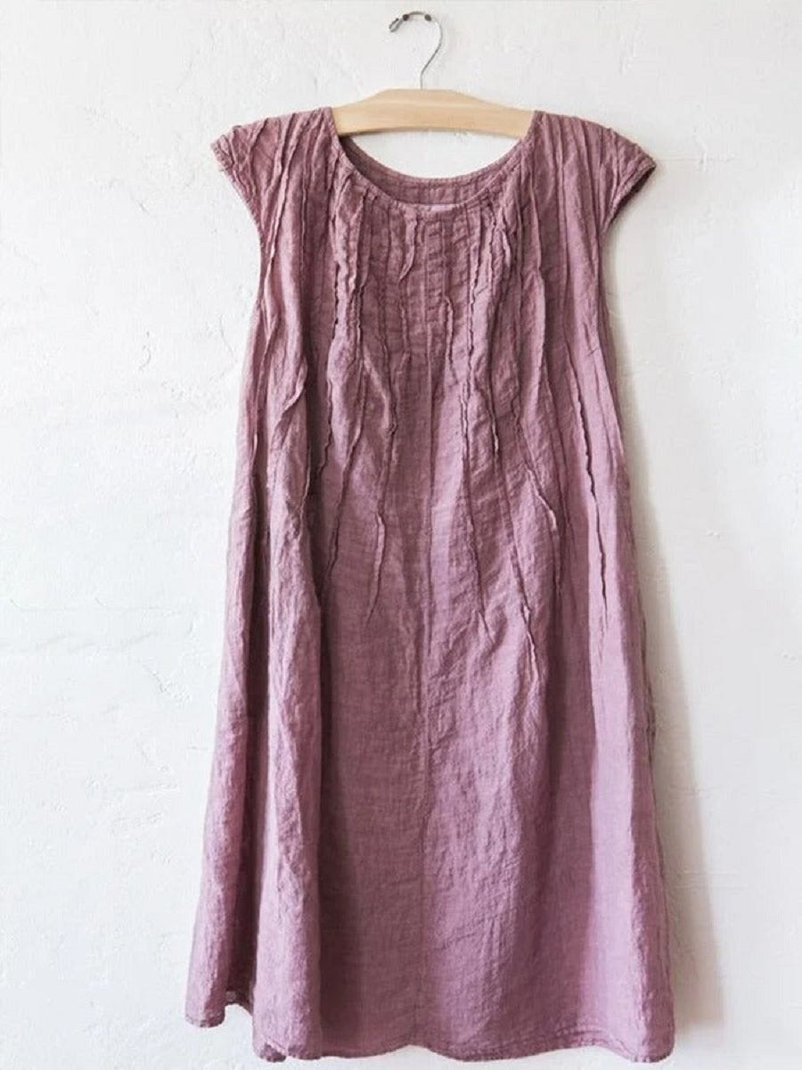 Light Purple Casual Round Neck Solid Sleeveless Dresses