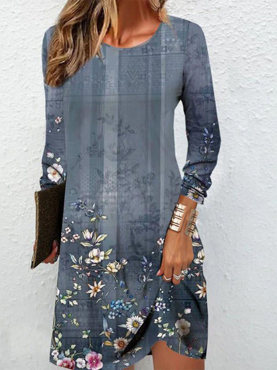 LilyWish Vintage Floral Print Dress