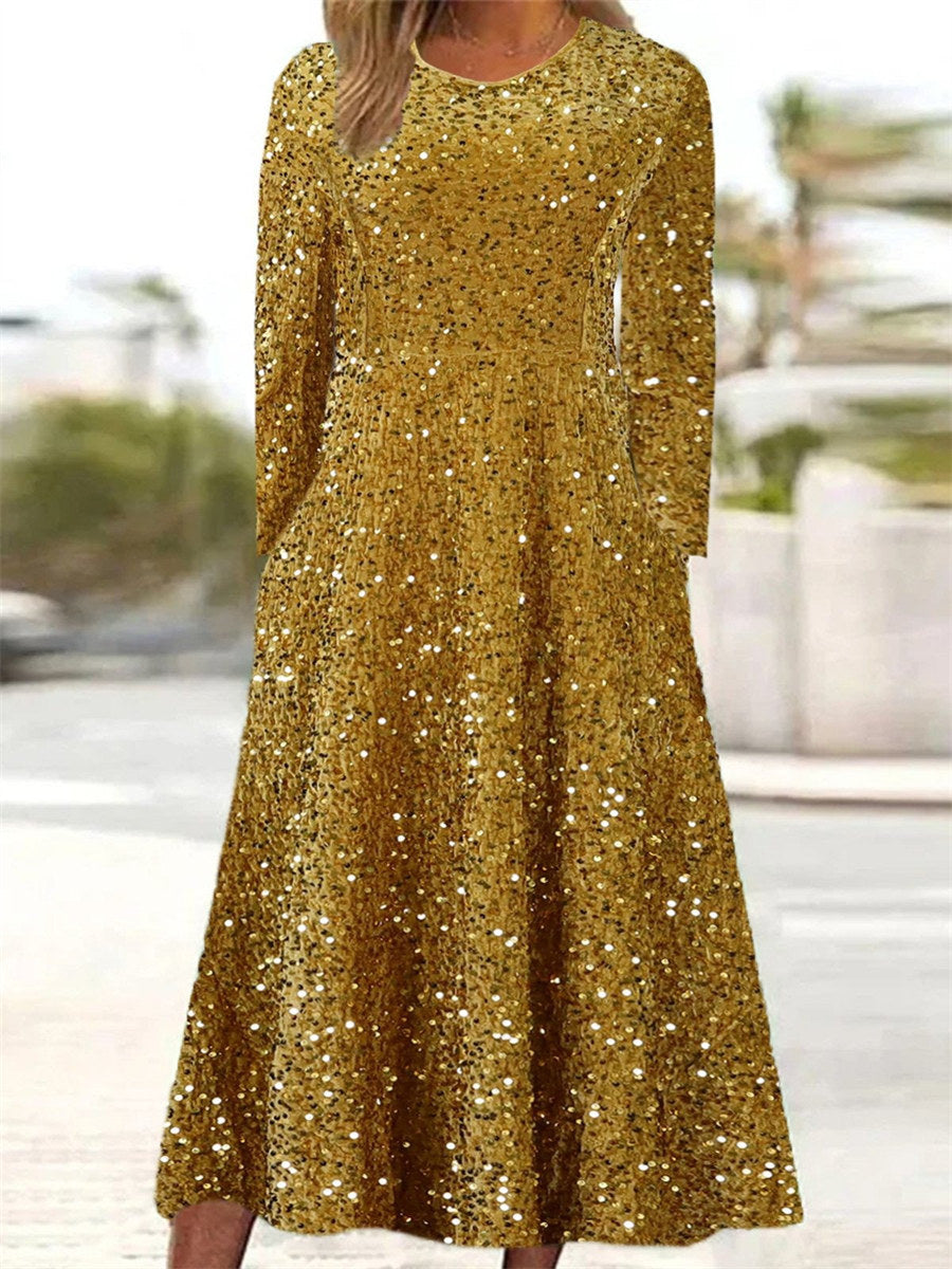 Casual V Neck Long Sleeve Casual Maxi Dress