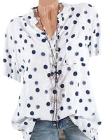 LilyWish Loose Fitting Short Sleeve Polka Dot Blouse