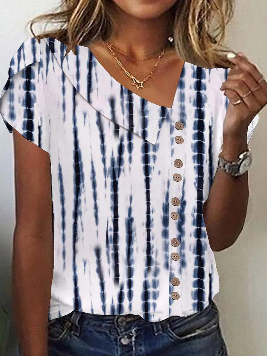 LilyWish Casual V-neck Short Sleeve Top