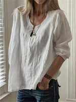 LilyWish White Basic Long Sleeve Crew Neck Top