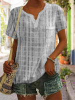 V Neck Loosen Casual Short Sleeve Tops